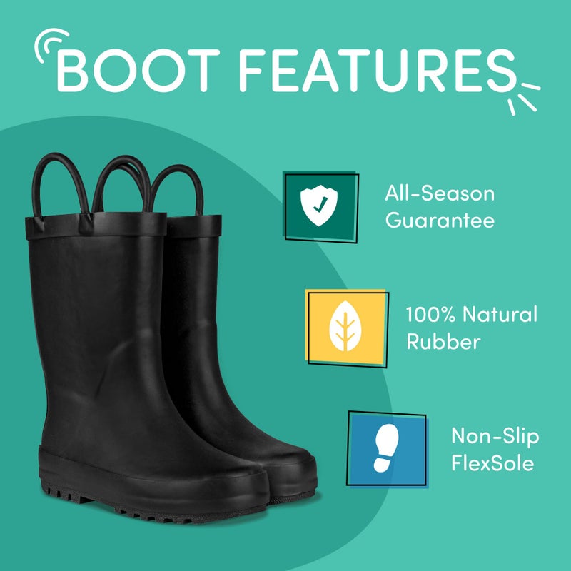LONECONE Lone Cone Elementary Collection - Premium Natural Rubber Rain Boots with Matte Finish for Toddlers and Kids, Chalkboard Black, 4 Toddler - Image 2