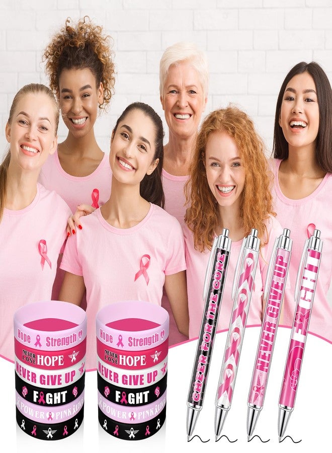 JMUQ 160Pcs Breast Cancer Awareness Gifts Set Include 40 Pink Ribbon Ballpoint Pens 40Breast Cancer Bracelets 40Pink Ribbon Pins for Survivor Campaign Women Charity Public Event - Image 5