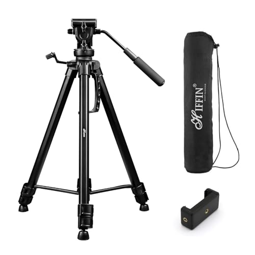HIFFIN HF-880 (65 Inch) Aluminum Heavy Duty Tripod | with Fluid Bubble Head | Tripod for DSLR & Video Cameras| Maximum Operating Height: 5.45 Feet | Maximum Load Upto: 6 kgs (HF-880) - Image 1