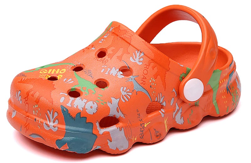 INMINPIN Kids Cute Clogs Cartoon Garden Shoes Boys Girls Slides Slippers Indoor Outdoor Children Water Shower Beach Pool Sandals,Orange,7-8 Toddler,Kids - Image 1
