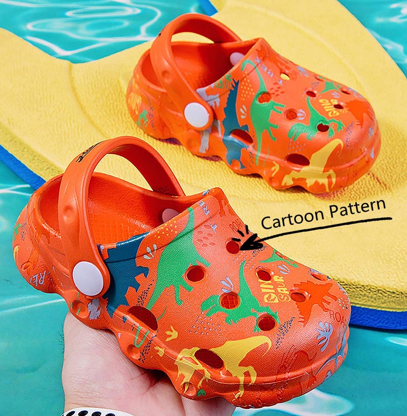 INMINPIN Kids Cute Clogs Cartoon Garden Shoes Boys Girls Slides Slippers Indoor Outdoor Children Water Shower Beach Pool Sandals,Orange,7-8 Toddler,Kids - Image 2