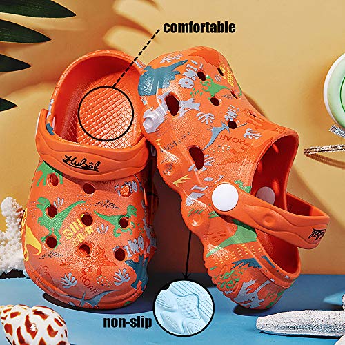 INMINPIN Kids Cute Clogs Cartoon Garden Shoes Boys Girls Slides Slippers Indoor Outdoor Children Water Shower Beach Pool Sandals,Orange,7-8 Toddler,Kids - Image 5