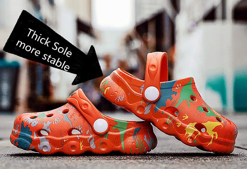 INMINPIN Kids Cute Clogs Cartoon Garden Shoes Boys Girls Slides Slippers Indoor Outdoor Children Water Shower Beach Pool Sandals,Orange,7-8 Toddler,Kids - Image 4