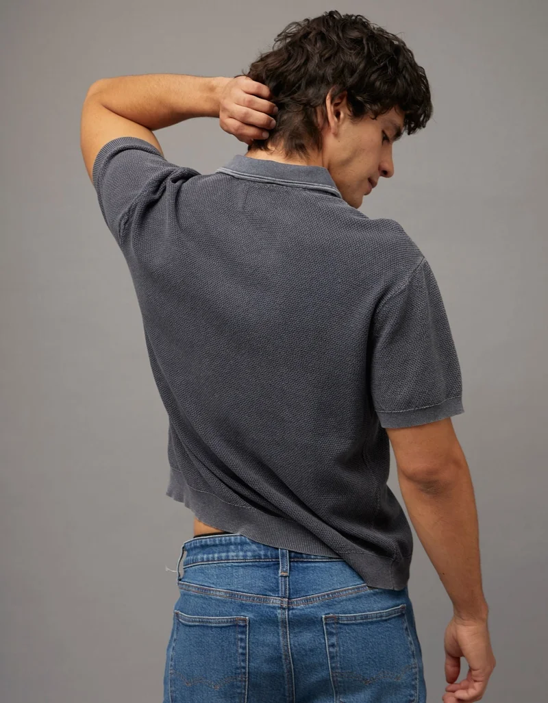 امريكان ايجل كنزة بولو محبوكة بصبغة مغسولة