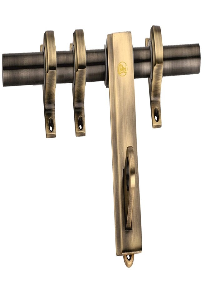 Chitra Altis Series Brass Heavy Double Door Fitting Accessories Full Set/Kit (1 Aldrop, 1 Latch, 4 Handles, 2 Tower Bolt and 2 Door Stopper) (12 Inch, Antique Brass Matt) - Image 2