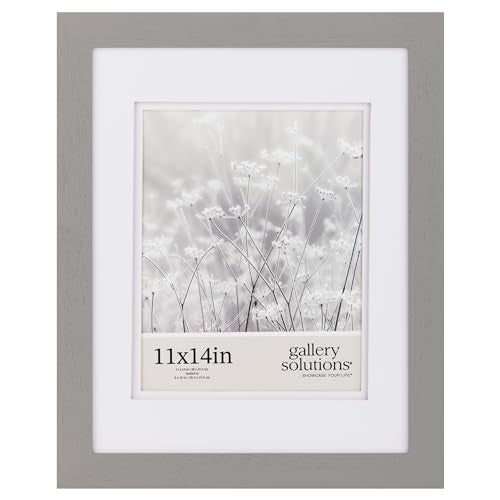 Gallery Solutions - 11"x14" Flat Grey Wall Frame - Double White Mat - Wall/Wall Mount Display - Perfect Fit for 8x10 Photos - Versatile Mounting Options - Rectangular Wall Mount - Poster Frame - Image 4