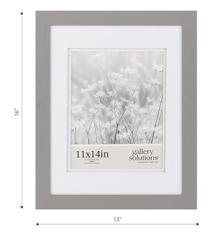 Gallery Solutions - 11"x14" Flat Grey Wall Frame - Double White Mat - Wall/Wall Mount Display - Perfect Fit for 8x10 Photos - Versatile Mounting Options - Rectangular Wall Mount - Poster Frame - Image 3