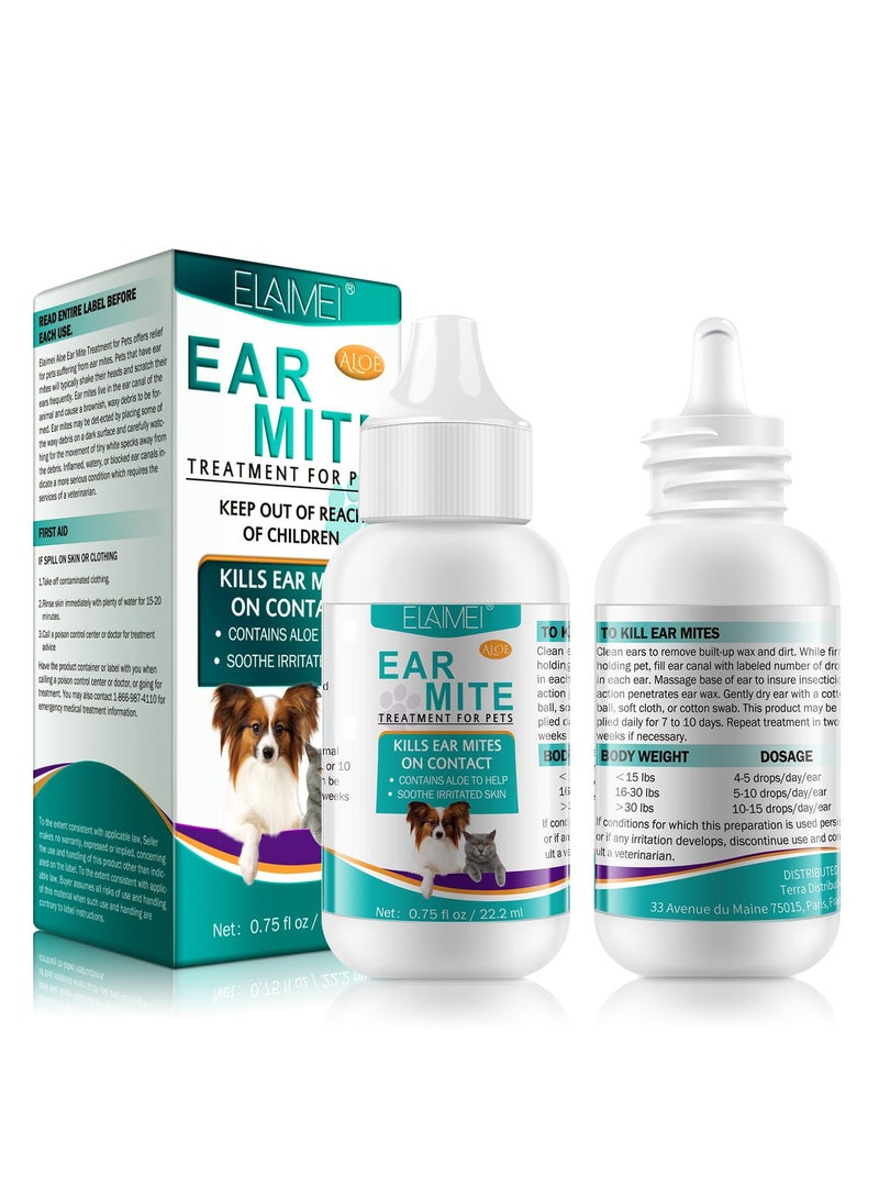 NajmStyle Pet Ear Cleaner for Ear Mite, Anti-Itch and Deodorizing Ear Cleaner (1 Pack, 22ML) - Image 1