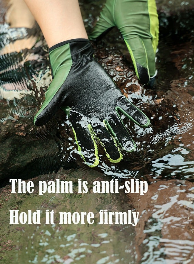 L Size Seafoam Green Shallow Water Dive Gloves - Thickened Palm & Fingers, Silicone Grip, Adjustable Wrist Strap (19-20cm) - Image 4