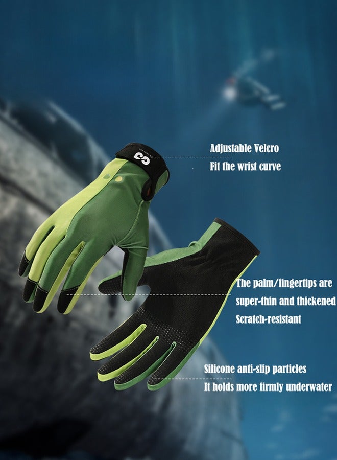 L Size Seafoam Green Shallow Water Dive Gloves - Thickened Palm & Fingers, Silicone Grip, Adjustable Wrist Strap (19-20cm) - Image 2