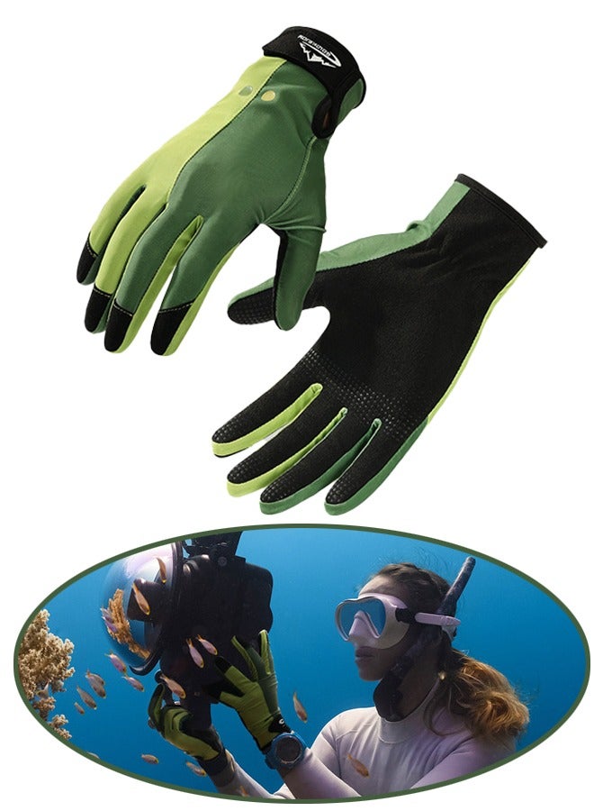 L Size Seafoam Green Shallow Water Dive Gloves - Thickened Palm & Fingers, Silicone Grip, Adjustable Wrist Strap (19-20cm) - Image 1