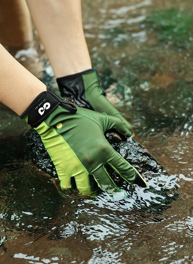 L Size Seafoam Green Shallow Water Dive Gloves - Thickened Palm & Fingers, Silicone Grip, Adjustable Wrist Strap (19-20cm) - Image 5