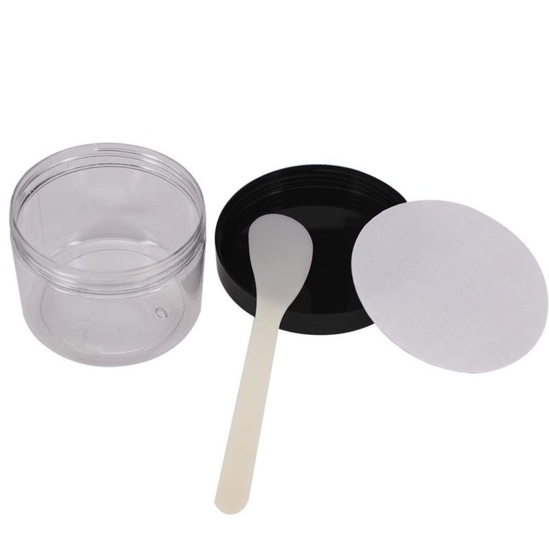 Zmybcpack 12 Pack 8 Oz Clear Plastic Jars With Black Lids  A Spatula  A Pen & Labels - Bpa Free Pet Container For Cosmetics  Cream  Bathroom  Kitchen & Travel Plastic Slime Storage Jars - Image 4