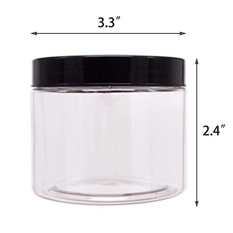 Zmybcpack 12 Pack 8 Oz Clear Plastic Jars With Black Lids  A Spatula  A Pen & Labels - Bpa Free Pet Container For Cosmetics  Cream  Bathroom  Kitchen & Travel Plastic Slime Storage Jars - Image 3