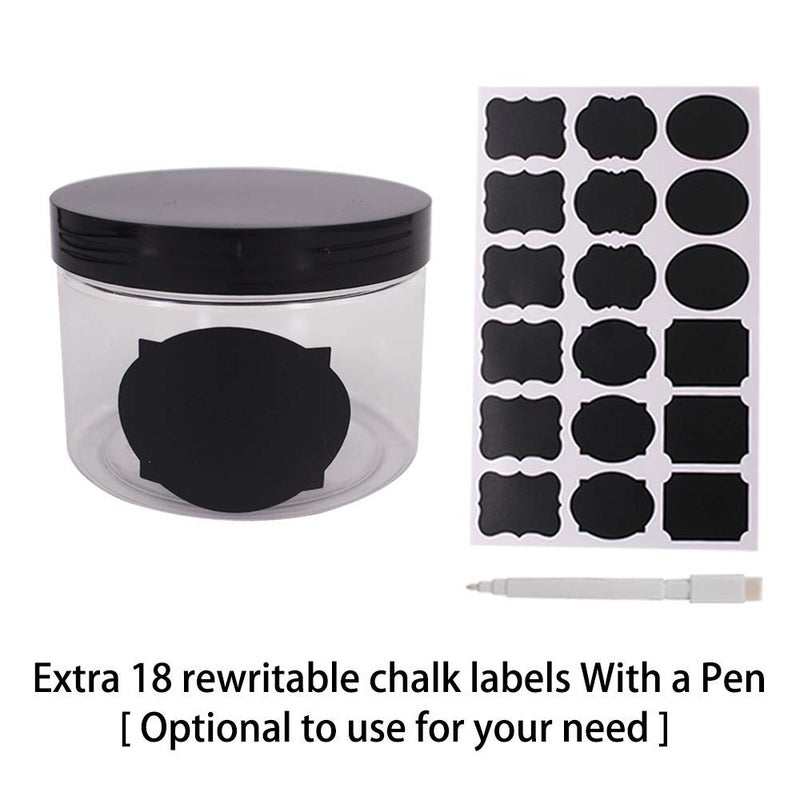 Zmybcpack 12 Pack 8 Oz Clear Plastic Jars With Black Lids  A Spatula  A Pen & Labels - Bpa Free Pet Container For Cosmetics  Cream  Bathroom  Kitchen & Travel Plastic Slime Storage Jars - Image 2