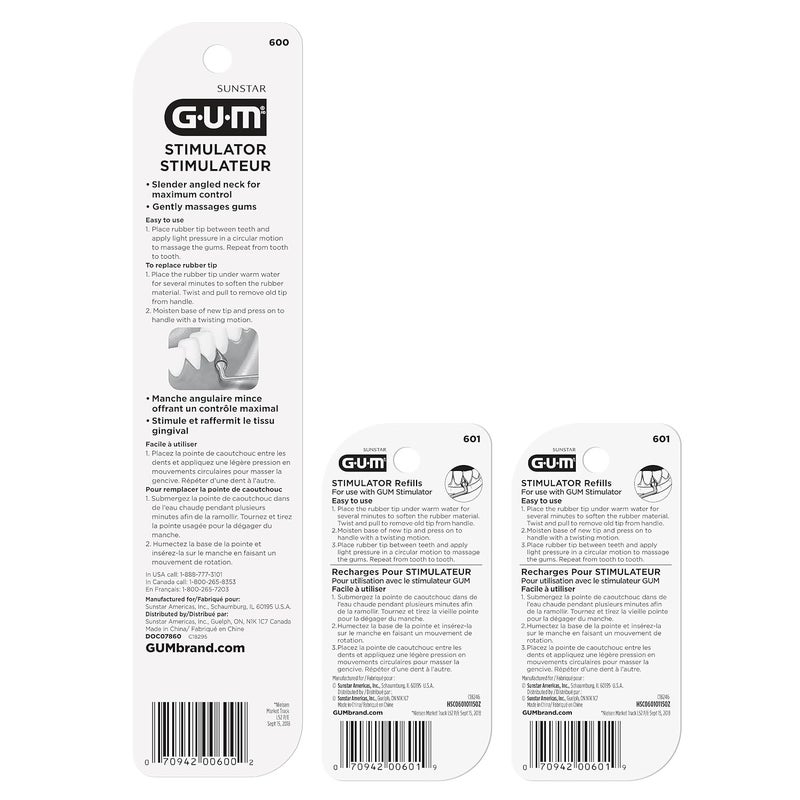 GUM Stimulator Permanent Handle  Long Handled Massager Remove Plaque  Promote Health Handle  2 Refill Packs - Image 3