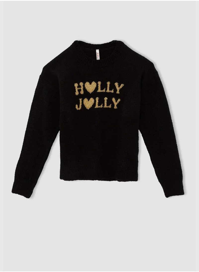 DeFacto Regular Fit Long Sleeve Holly Jolly Print Jumper