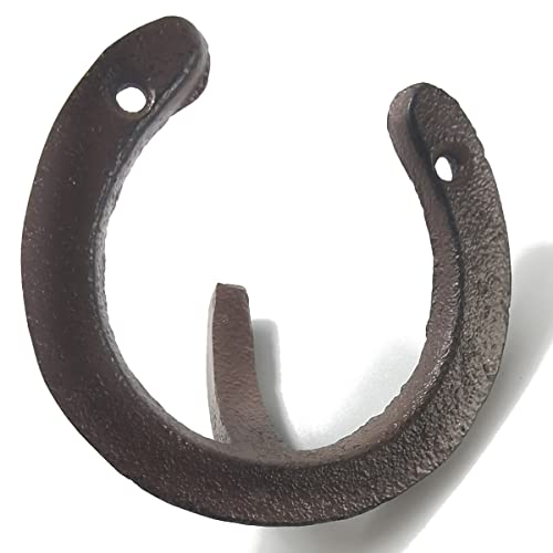 NSBELL 4PCS Cast Iron Horseshoe Shaped Wall Hooks - Vintage Coat Hat Horse Hanger - Farmhouse Decorative Hooks for Hanging Robe Towels Coats Bags - Image 3