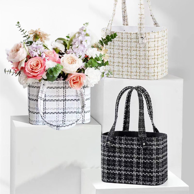 Xiaoxiang Style Flower Portable Flower Basket Mori Pastoral Style Wedding Gift Box Fabric Flower Box Picnic Basket - Image 2