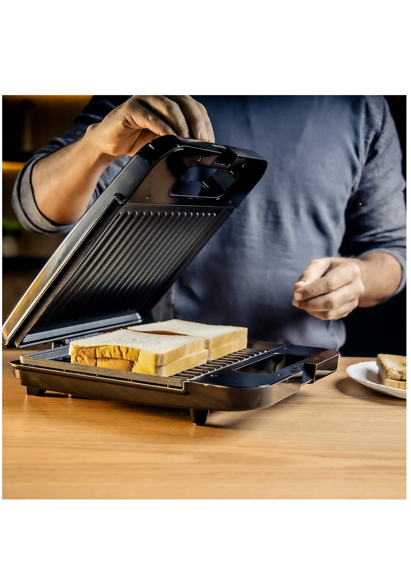 REFURA - 4 Slice Grill & Sandwich Maker with Dual Indicator, Temperature Control, Removable Drip Tray | 1400W RE-911 | Kitchen Appliance - Image 1
