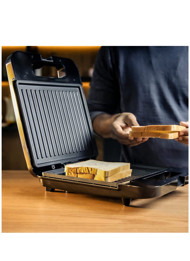 REFURA - 4 Slice Grill & Sandwich Maker with Dual Indicator, Temperature Control, Removable Drip Tray | 1400W RE-911 | Kitchen Appliance - Image 1