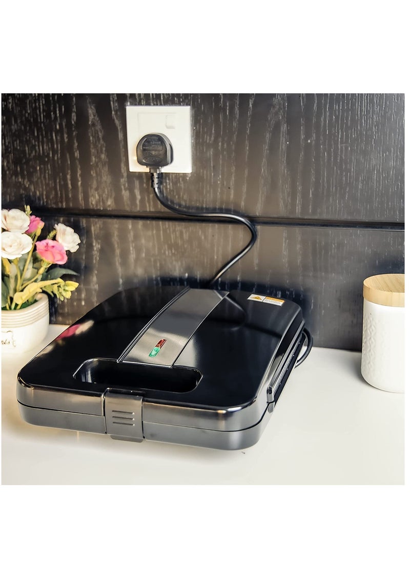 REFURA - 4 Slice Grill & Sandwich Maker with Dual Indicator, Temperature Control, Removable Drip Tray | 1400W RE-911 | Kitchen Appliance - Image 1