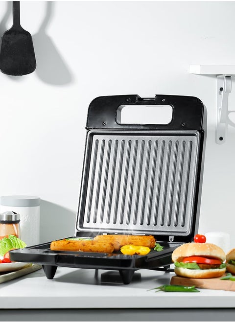 4 Slice Grill & Sandwich Maker with Dual Indicator, Temperature Control, Removable Drip Tray | 1400W RE-911 | Kitchen Appliance