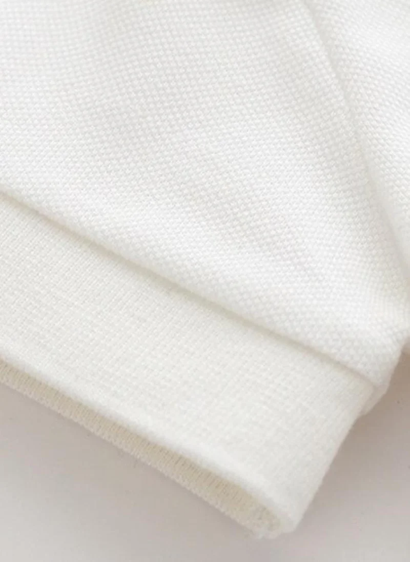 يونيكي White Printed Polo Collar Pure Cotton T-shirt