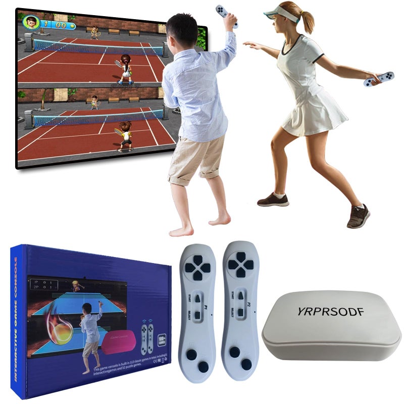 YRPRSODF TV Game Console Built in 100+ Gam ES, Video Game Machine with 2.4G Wireless Gamepad Somatosensory Control, USB Plug and Play, Kid & Adult Interactive& Puzzle Games,Grey - Image 1