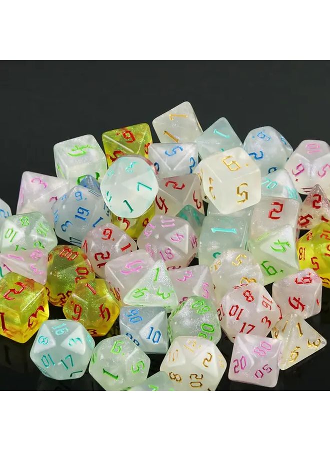 مجموعة أحادية الشكل بلون أزرق مائي 7 قطع براقة شفافة لألعاب الطاولة DND - Image 5