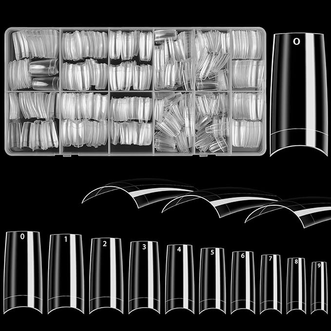 JUSTOTRY 800 Pcs Clear Coffin Nail Tips No GlueLady French Style Nails Tip SetHalf Cover Fake Nails Tips for WomenAcrylic Square Long Tip Nail for Nails Art and DIY Nail Designs - Image 1