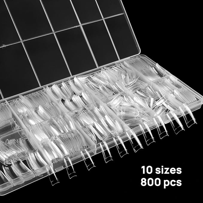 JUSTOTRY 800 Pcs Clear Coffin Nail Tips No GlueLady French Style Nails Tip SetHalf Cover Fake Nails Tips for WomenAcrylic Square Long Tip Nail for Nails Art and DIY Nail Designs - Image 3