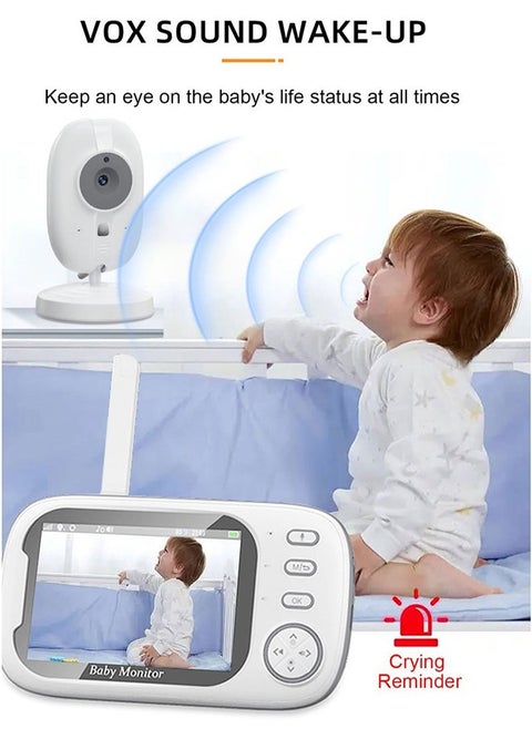 3.5 inch LCD Display Wireless Babies Video Monitor With Night Vision Temperature Monitoring