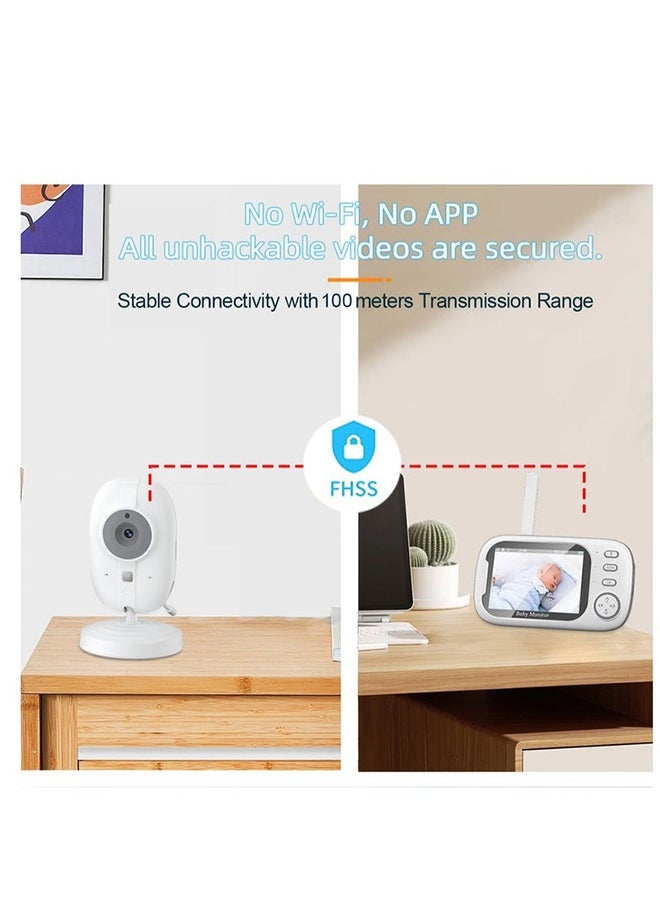XiuWoo 3.5 inch LCD Display Wireless Babies Video Monitor With Night Vision Temperature Monitoring  - Image 2