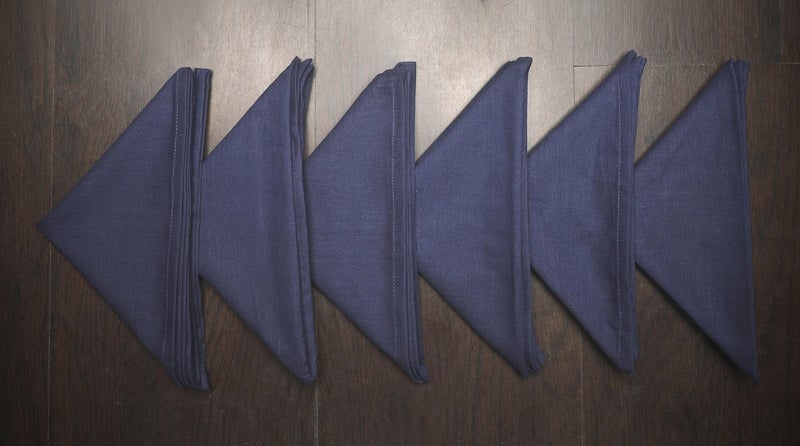 Dekor World Ikat Plain Printed Blue Napkin Set (Pack of 12) - Image 3