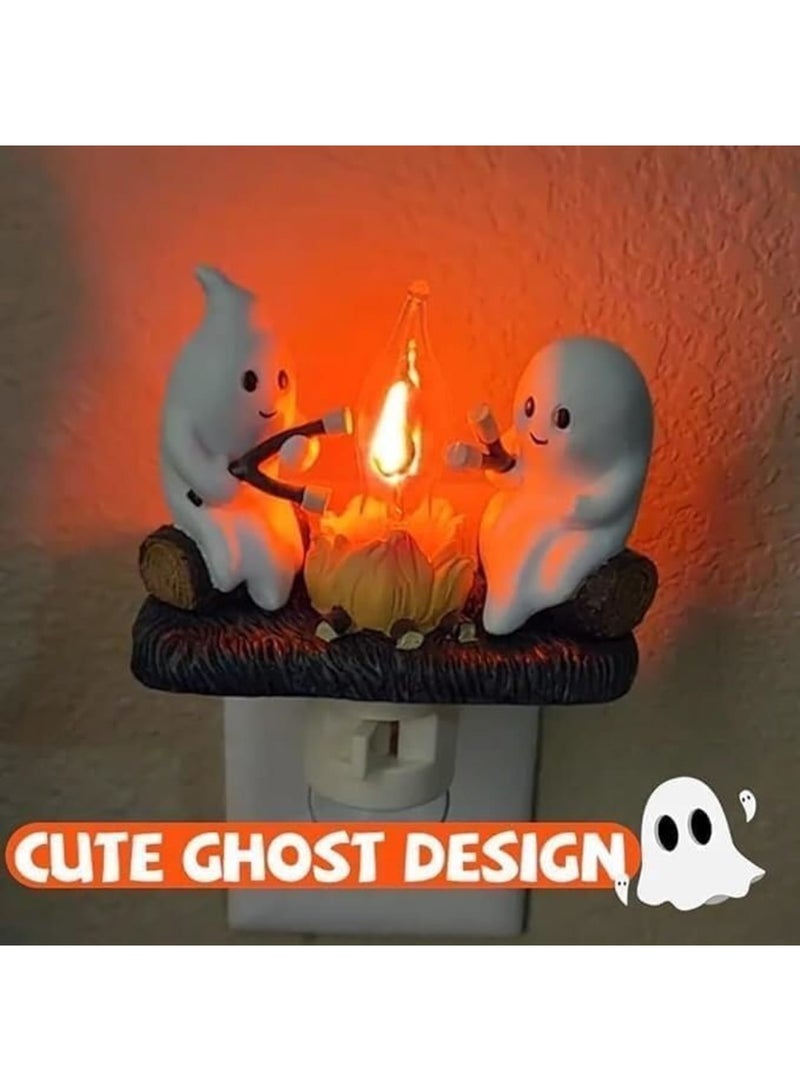 SYOSI Ghost Campfire 3D LED Nightlight - 2024 New Flickering Ghost with Marshmallows, Perfect for Kids' Rooms, Halloween Decor, and Cozy Ambiance, Unique Flickering Effect, Ideal Gift for Halloween - Image 3
