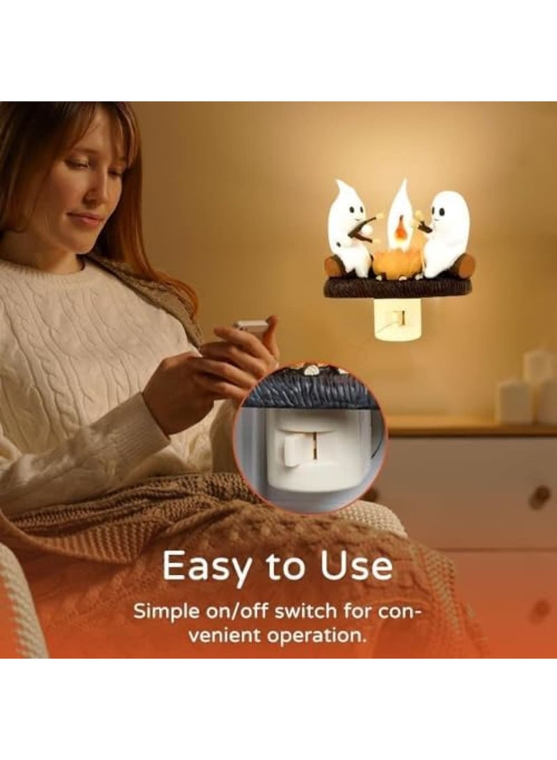 SYOSI Ghost Campfire 3D LED Nightlight - 2024 New Flickering Ghost with Marshmallows, Perfect for Kids' Rooms, Halloween Decor, and Cozy Ambiance, Unique Flickering Effect, Ideal Gift for Halloween - Image 5