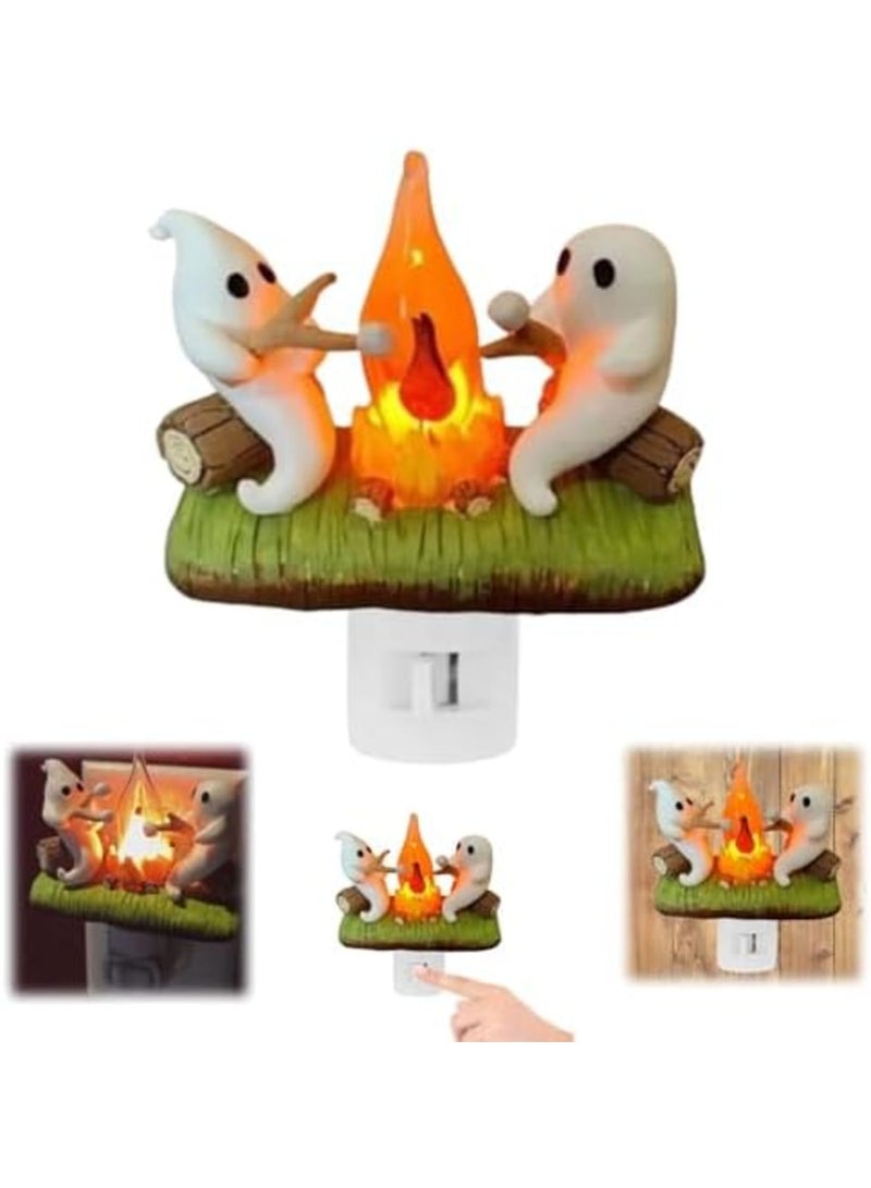 SYOSI Ghost Campfire 3D LED Nightlight - 2024 New Flickering Ghost with Marshmallows, Perfect for Kids' Rooms, Halloween Decor, and Cozy Ambiance, Unique Flickering Effect, Ideal Gift for Halloween - Image 1