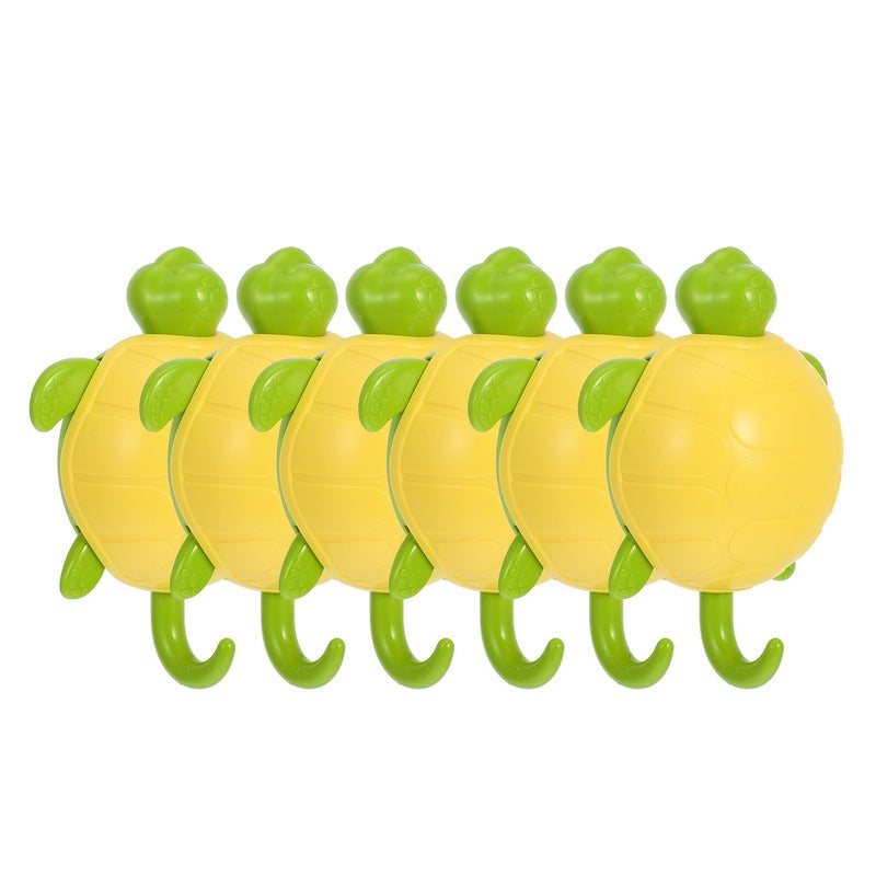 Yellow Green Cartoon Turtle Wall Hooks 6 Pack for Bathroom and Nursery Organization - Image 2