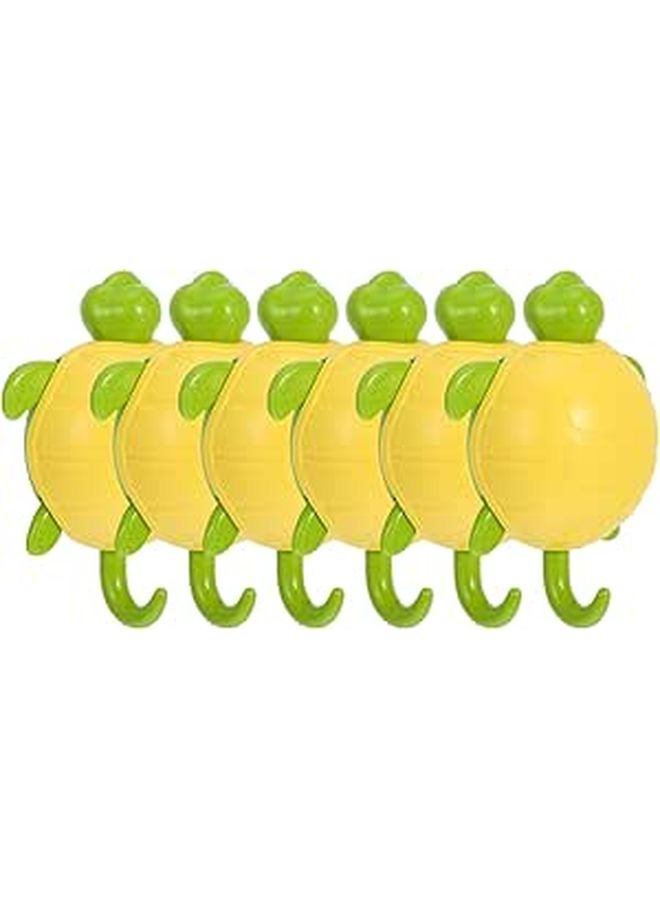 Yellow Green Cartoon Turtle Wall Hooks 6 Pack for Bathroom and Nursery Organization - Image 1