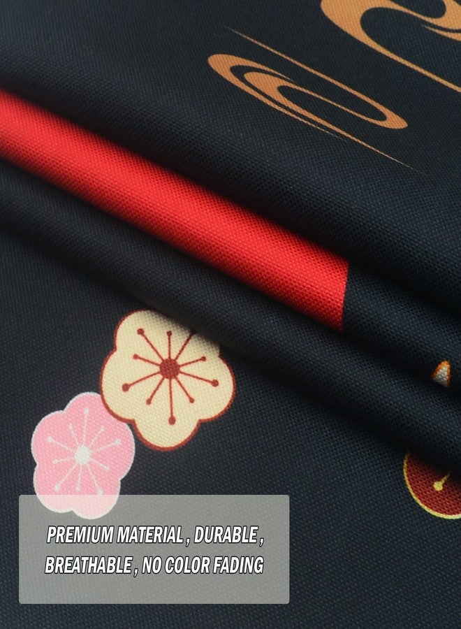 LIGICKY Noren Doorway Curtain Japanese Style White Cranes Red Sun Gold Colourful Cherryblossom Printed Cotton Linen Window Treatment Door Tapestry for Home Decoration 33.5" Width x 70.9" Long - Image 5