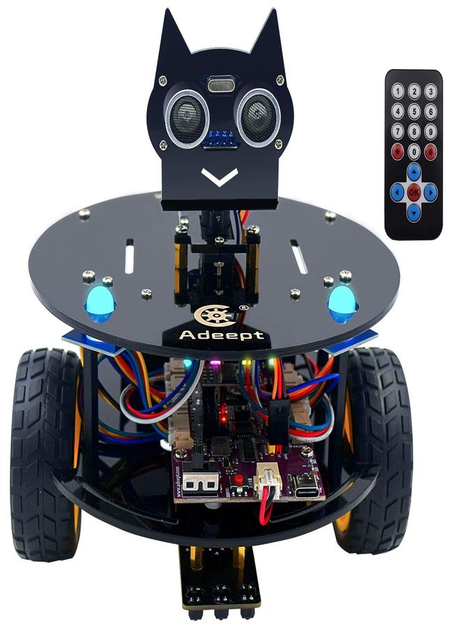 Adeept Smart Car Kit(Compatible with Arduino IDE), Line Tracking, Obstacle Avoidance, OLED Display, Ultrasonic Sensor, Wireless Remote Control, DIY STEM Educational Robot Car Kit (Black) - Image 1