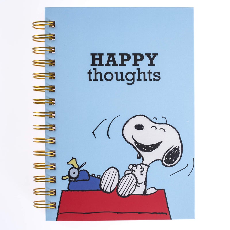 Graphique Peanuts "Happy Thoughts" Hard Bound Journal - 160 Ruled Pages, Vintage Peanuts Cartoon Cover w/"Happy Thoughts" Message Embellished w/Gold Foil, 6.25" x 8.25" x 1" - Image 1