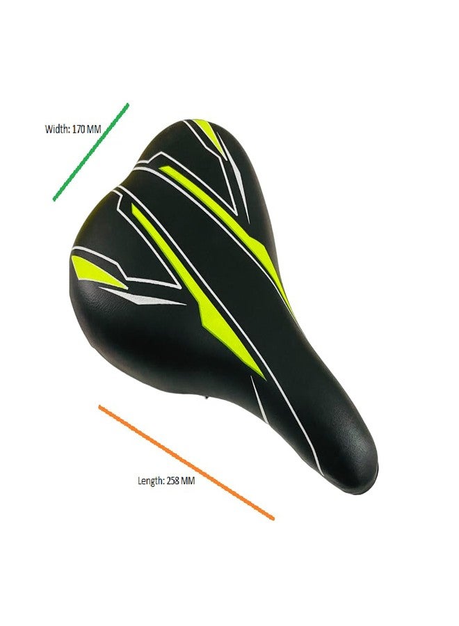 Shrenik Bicycle Saddle/Seat Suspension Springs PU Form Mountain Bike Complete Seat Cycle (Black-Green) - Image 3