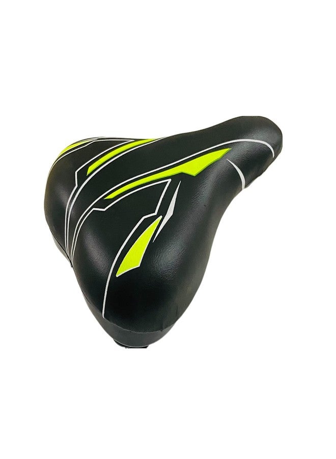 Shrenik Bicycle Saddle/Seat Suspension Springs PU Form Mountain Bike Complete Seat Cycle (Black-Green) - Image 1
