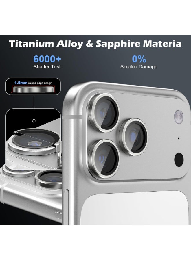 Camera Lens Protector for iPhone 17 Pro 6.3-Inch and iPhone 17 Pro Max 6.9-Inch, 9H Tempered Glass Metal Individual Ring Cover, HD Clear, 3-Pieces Silver - Image 5