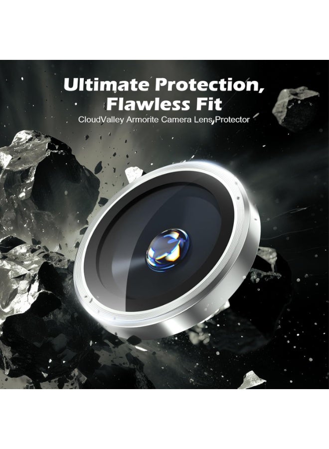 Camera Lens Protector for iPhone 17 Pro 6.3-Inch and iPhone 17 Pro Max 6.9-Inch, 9H Tempered Glass Metal Individual Ring Cover, HD Clear, 3-Pieces Silver - Image 3