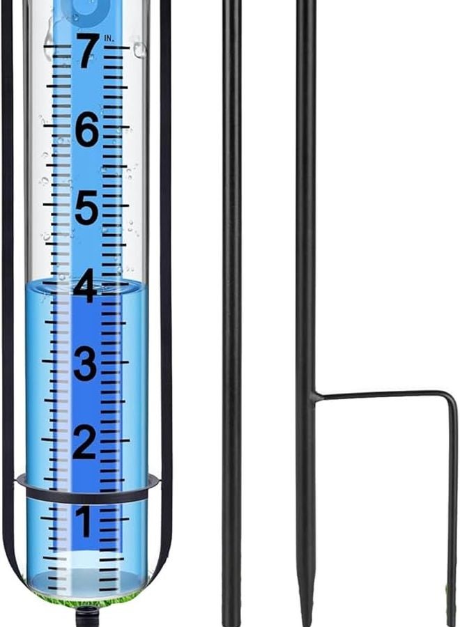 مقياس المطر البلاستيكي بسعة 7 بوصات، سهل القراءة للحدائق والأفنية الخارجية مع وتد. - Image 2