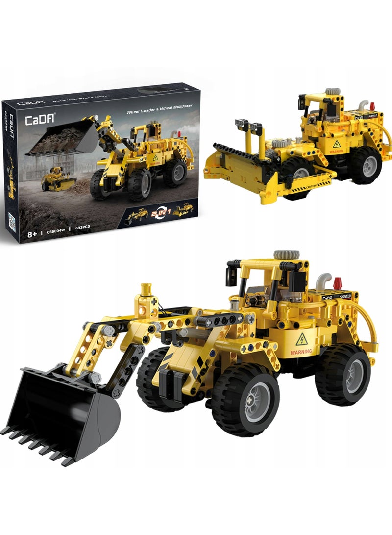 CADA  WHEEL  LOADER  &  WHEEL BULLDOZER Building Blocks, C65004W - Image 2
