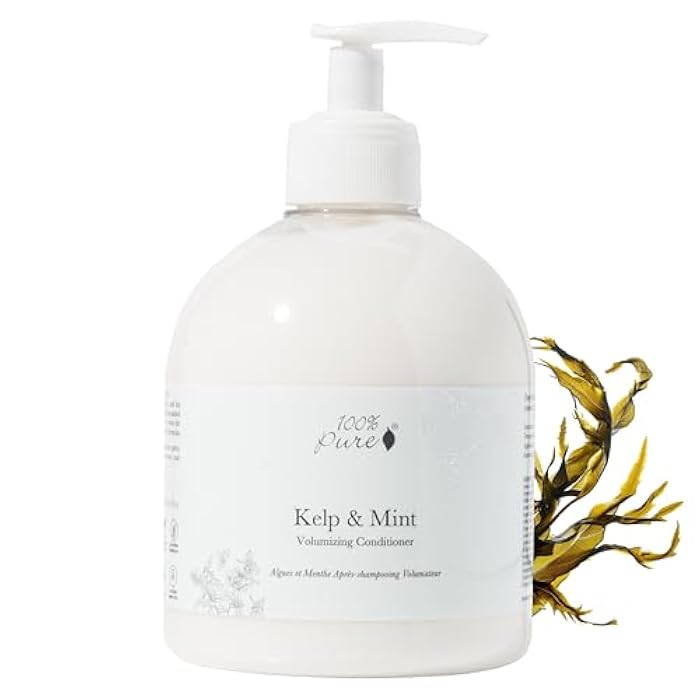 100 % Pure 100% PURE Kelp & Mint Volumizing Conditioner Moisturizer & Deep Hydration - Botanical Body Boost for Dry, Damaged Thinning Hair, Promotes Healthy Growth for Women & Men - Sulfate Free - 16 Fl Oz - Image 1